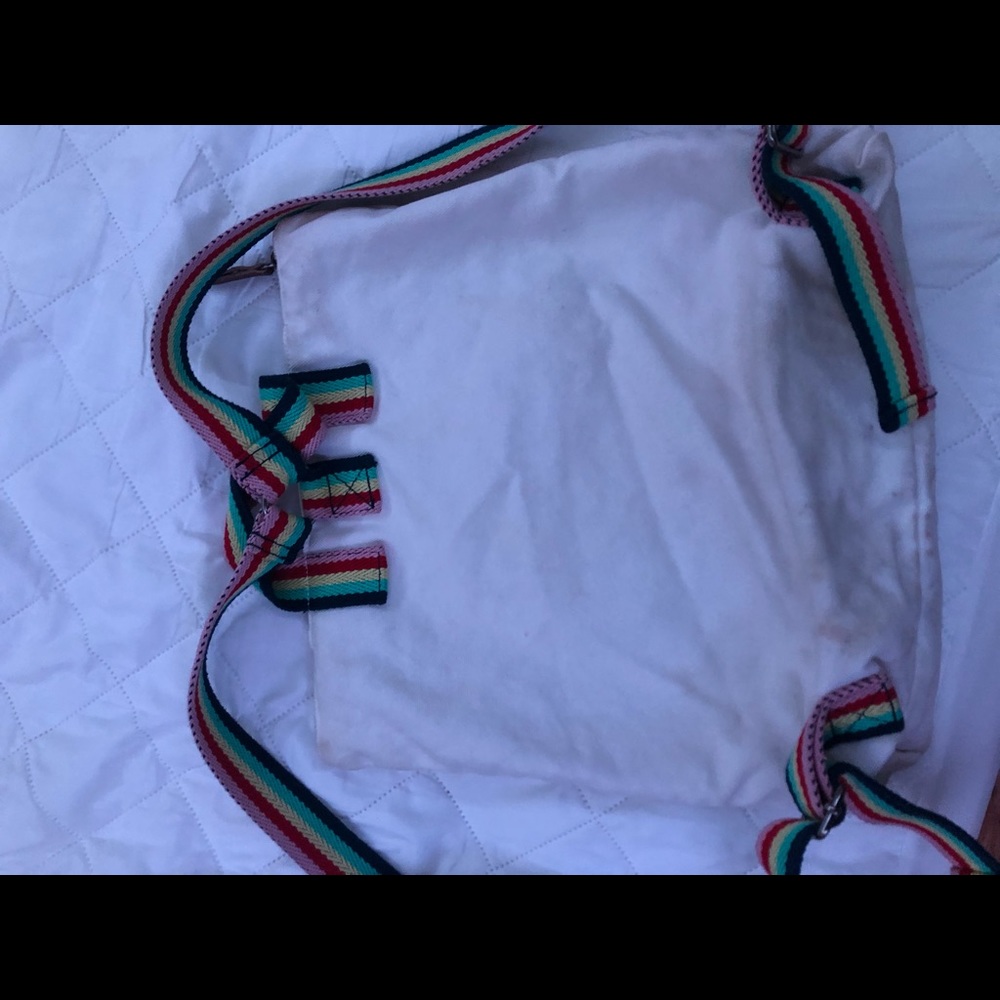off White canvas backpack with rainbow straps - Picture 3 of 7
